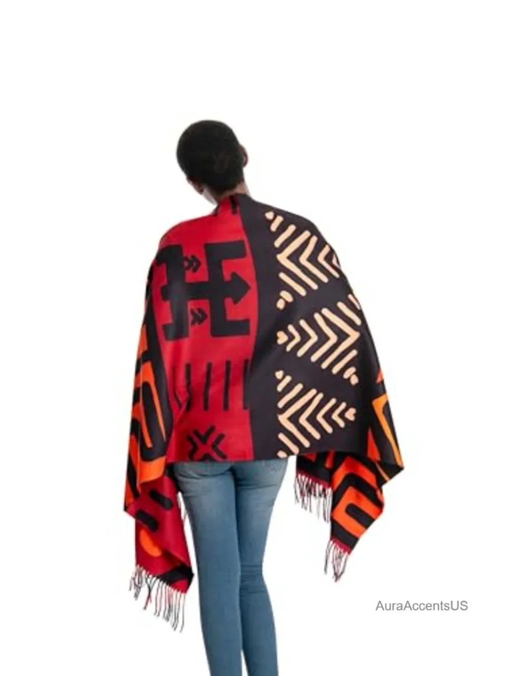 Cashmere Viscose Reversible Shawl Wrap Oversized Winter Scarf